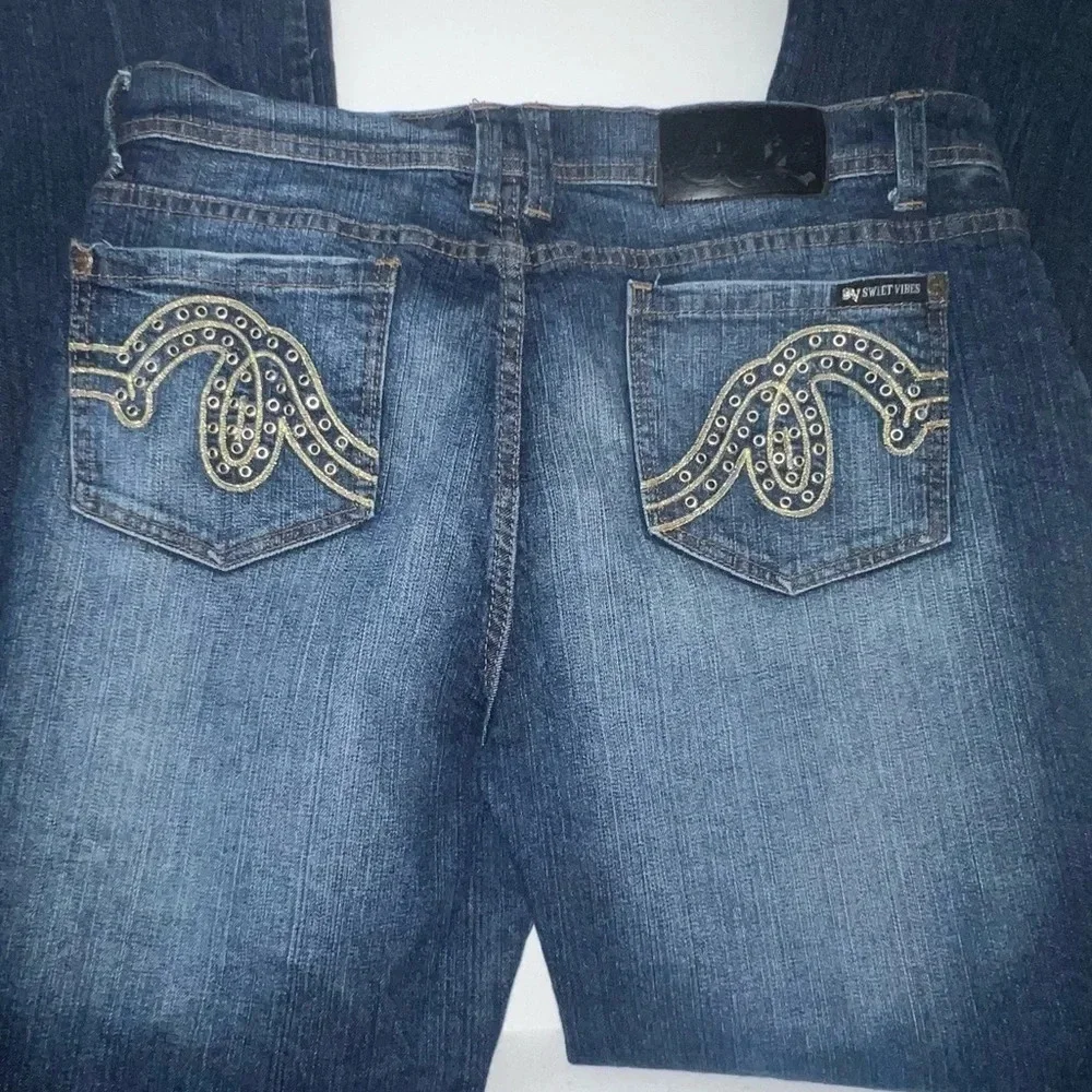 Sweet vibes size 15 ,98% cotton 2% spandex studded and golden embellished pocket